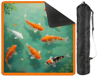 Orange Fish Mahjong Table Mat, Custom Game Night Accessory,  Mahjongg Mat with Storage Bag, Custom Tile Game Gift for Players or Hosts