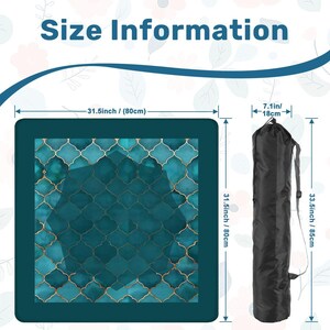 Turquoise and Gold Mahjong Table Mat, Custom Game Night Accessory, Mahjongg Mat with Storage Bag, Custom Tile Game Gift for Players image 4