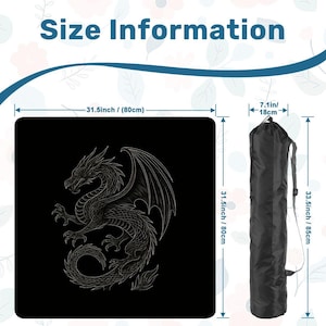 Black Dragon Mahjong Table Mat, Custom Game Night Accessory, Mahjongg Mat with Storage Bag, Custom Tile Game Gift for Players or Hosts image 4