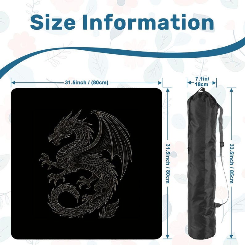 Black Dragon Mahjong Table Mat, Custom Game Night Accessory, Mahjongg Mat with Storage Bag, Custom Tile Game Gift for Players or Hosts image 4
