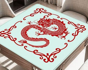 Red Dragon Mahjong Mat, Custom Name Tile Game Table Pad, Mah Jongg Players or Host Gift Idea, Tournament Prizes, Bulk Orders Welcome