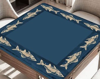 Fishing Mahjong Table Mat, Custom Game Night Accessory,  Mahjongg Mat with Storage Bag, Custom Tile Game Gift for Players, Mahj for Men