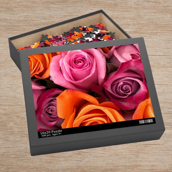 Roses Photo Puzzle, Photo Art Jigsaw Puzzle, Family Game Night, Gardener gift, Boyfriend Girlfriend gift, Nature Lovers gift