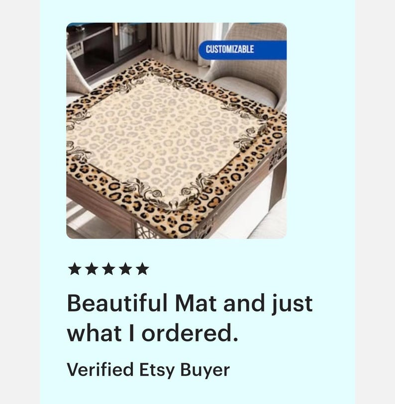 Leopard Print Mahjong Table Mat, Custom Game Night Accessory, Mahjongg Mat with Storage Bag, Custom Tile Game Gift for Players or Hosts imagem 10