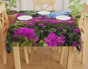 Rosa Blumentischdecke, Tischdekoration mit Blumenmotiv, Küchenaccessoires, Geschenk für Mama, Softcore-Küche, Gärtnergeschenk, tropisches Dekor