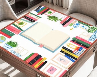 Book Lovers Mahjong Table Mat, Custom Game Night Accessory, Mahjongg Mat with Storage Bag, Custom Tile Game Gift for Players or Hosts