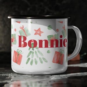 Taza infantil irrompible con temática navideña nostálgica, regalo navideño para niños, taza personalizada con nombre para niños, taza navideña personalizada