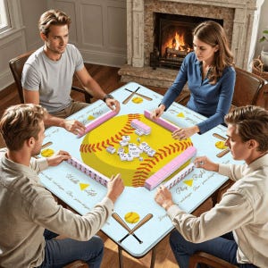 Softball Mahjong Table Mat, Custom Game Night Accessory, Mahjongg Mat with Storage Bag, Custom Tile Game Gift for Players or Hosts image 3