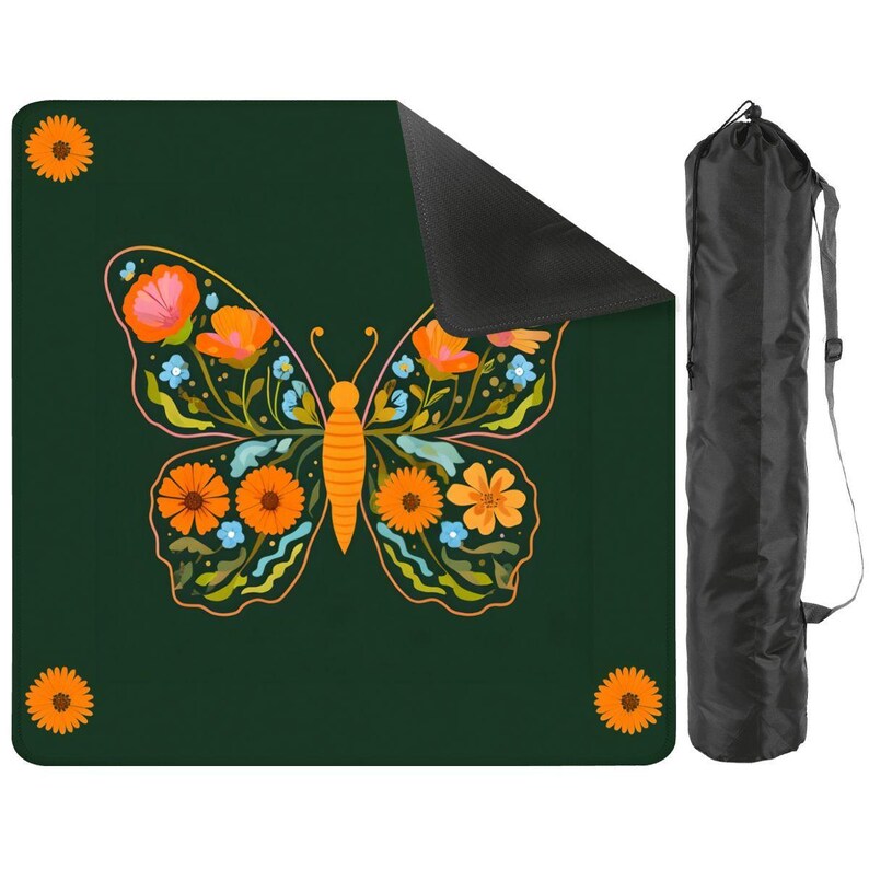 Tapete de mesa de Mahjong con diseño de mariposa boho, accesorio personalizado para noches de juegos, tapete de Mahjong con bolsa de almacenamiento, regalo personalizado para jugadores o anfitriones. imagen 3