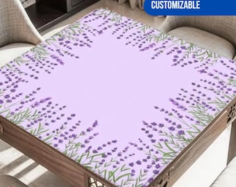 Lavender Flowers Mahjong Mat, Customizable Game Day Table Cover, Wildflower Design Gift for Mah Jongg Lovers, Custom Name Tile Game Pad