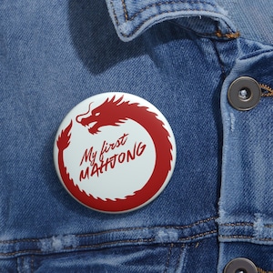 Red Dragon First Mahjong Pin Button, Jacket Backpack Tote Bag Badge, Mah Jongg Host Teacher Player Gift, Bulk Order Discount