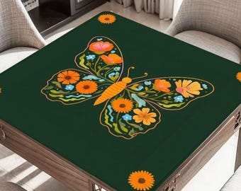 Boho Butterfly Mahjong Table Mat, Custom Game Night Accessory,  Mahjongg Mat with Storage Bag, Custom Tile Game Gift for Players or Hosts