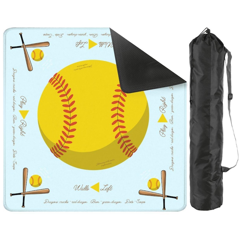 Softball Mahjong Table Mat, Custom Game Night Accessory, Mahjongg Mat with Storage Bag, Custom Tile Game Gift for Players or Hosts image 2