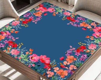 Wildflower Field on Blue Mahjong Table Mat, Custom Game Night Accessory,  Mahjongg Mat with Storage Bag, Custom Tile Game Gift for Players