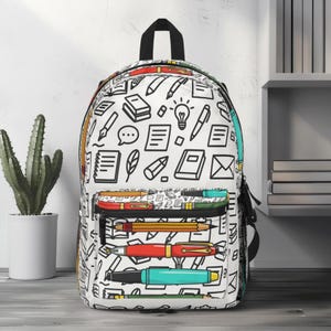 Sac à dos pour stylos et crayons, sac coloré avec fournitures scolaires, sac à dos léger pour travaux artistiques et écrits, cadeau pour enseignant, cartable pour la rentrée