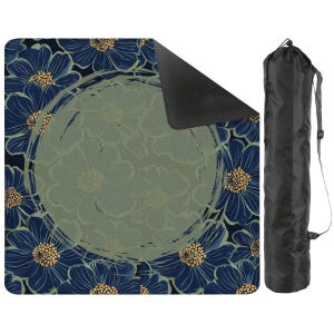 Navy Green Gold Floral Mahjong Table Mat, Custom Game Night Accessory, Mahjongg Mat with Storage Bag, Custom Tile Game Gift for Players afbeelding 2