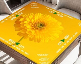 Yellow Bloom Mahjong Table Mat, Custom Game Night Accessory,  Mahjongg Mat with Storage Bag, Custom Tile Game Gift for Players or Hosts