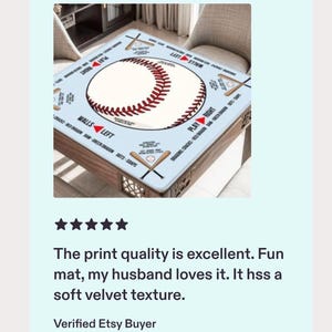 Baseball Lovers Mahjong Table Mat, Custom Game Night Accessory, Mahjongg Mat with Storage Bag, Custom Tile Game Gift for Players or Hosts image 8