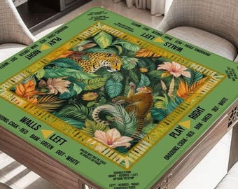 Jungle Scene Mahjong Table Mat, Custom Game Night Accessory,  Mahjongg Mat with Storage Bag, Custom Tile Game Gift for Players or Hosts
