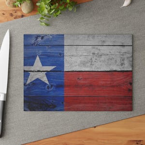 Glass Cutting Board Texas Flag Design, Lone Star State Kitchen Accessories, TX Home Decor Gift Idea, Housewarming or Couples Gift