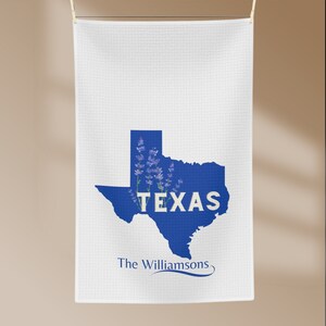 Texas Bluebonnets Tea Towel, Housewarming gift, TX Kitchen accessories, Texas gift