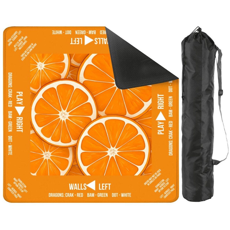 Oranges Mahjong Table Mat, Custom Game Night Accessory, Mahjongg Mat with Storage Bag, Custom Tile Game Gift for Players or Hosts Bild 1