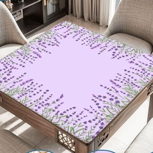 Lavender Flowers Mahjong Mat, Customizable Game Day Table Cover, Wildflower Design Gift for Mah Jongg Lovers, Custom Name Tile Game Pad