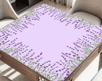 Lavender Flowers Mahjong Mat, Customizable Game Day Table Gift for Mah Jongg Lovers