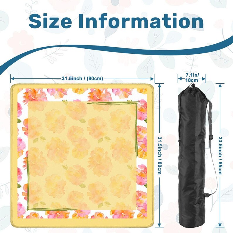 Sunshine Flowers Mahjong Table Mat, Custom Game Night Accessory, Mahjongg Mat with Storage Bag, Custom Tile Game Gift for Players or Hosts image 4