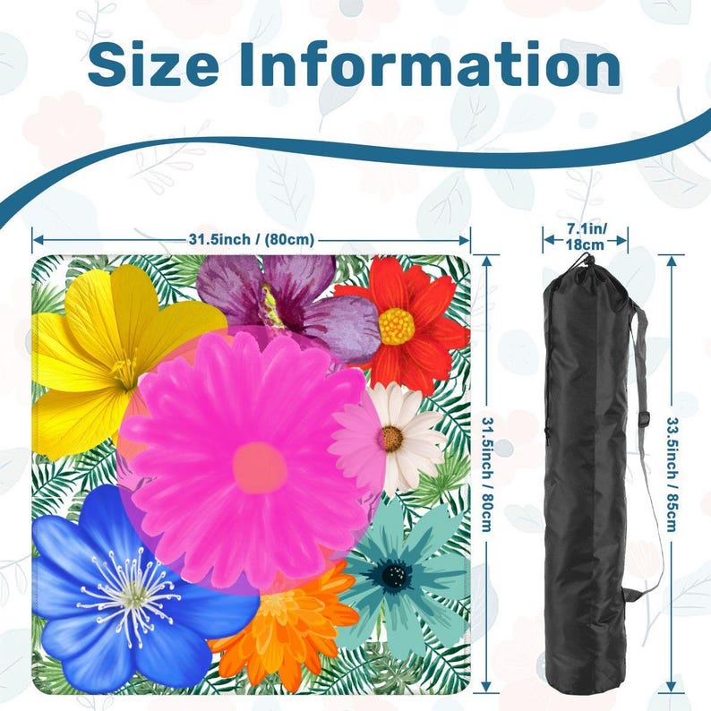 Bright Tropical Flowers Mahjong Table Mat, Custom Game Night Accessory, Mahjongg Mat with Storage Bag, Custom Tile Game Gift for Players image 4
