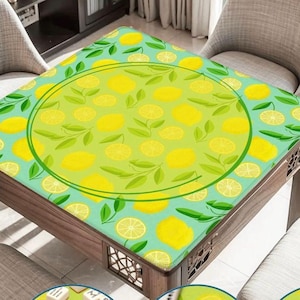 Tapis de mahjong citrons sur vert menthe image 1