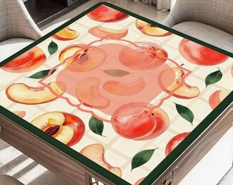 Just Peachy Mahjong Table Mat, Custom Game Night Accessory,  Mahjongg Mat with Storage Bag, Custom Tile Game Gift for Players or Hosts