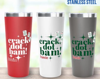 Mah Jongg Travel Mug Tumbler 22oz, Mahjong Custom Coffee Cup, Personalized Tile Game Hostess Gift Idea, Game Day Hot Cold Beverage Mug