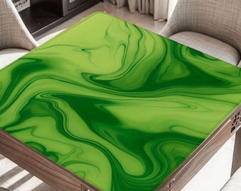 Swirl of Green Mahjong Table Mat, Custom Game Night Accessory,  Mahjongg Mat with Storage Bag, Custom Tile Game Gift for Players or Hosts
