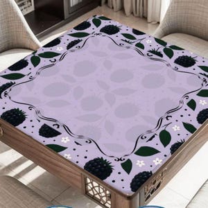 Customizable Blackberry Vines Mah jongg Mat with Bag, Personalized Tile Game Table Pad, Gift for Mahjong Players Hosts and Tournament Prizes