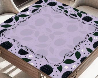 Customizable Blackberry Vines Mah jongg Mat with Bag, Personalized Tile Game Table Pad, Gift for Mahjong Players Hosts and Tournament Prizes