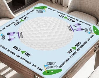 Golf Themed Mahjong Mat, Custom Golf Mahjongg Table Pad, Personalized Non-Slip Game Mat with Storage Bag, Gift for Golf & Mah jong Lovers