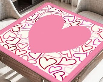 Hearts Collage Mahjong Table Mat, Custom Game Night Accessory,  Mahjongg Mat with Storage Bag, Custom Tile Game Gift for Players or Hosts