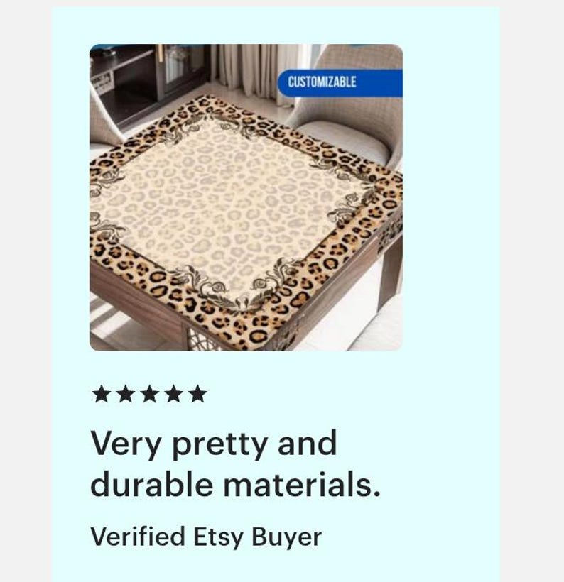 Leopard Print Mahjong Table Mat, Custom Game Night Accessory, Mahjongg Mat with Storage Bag, Custom Tile Game Gift for Players or Hosts imagem 11