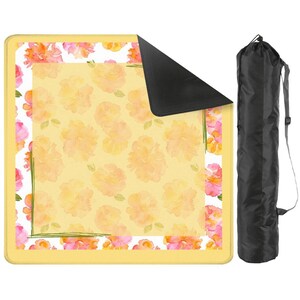 Sunshine Flowers Mahjong Table Mat, Custom Game Night Accessory, Mahjongg Mat with Storage Bag, Custom Tile Game Gift for Players or Hosts image 2
