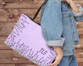 Lavender Flowers Mahjong Bag, Mah Jongg Floral Tote for Tiles Racks Cards and Coins, Mah Jongg Hostess Gift, Custom Name Mah Jong Gear Bag