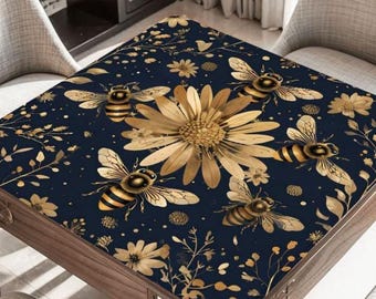 Honeybees Mahjong Table Mat, Custom Game Night Accessory,  Mahjongg Mat with Storage Bag, Custom Tile Game Gift for Players or Hosts
