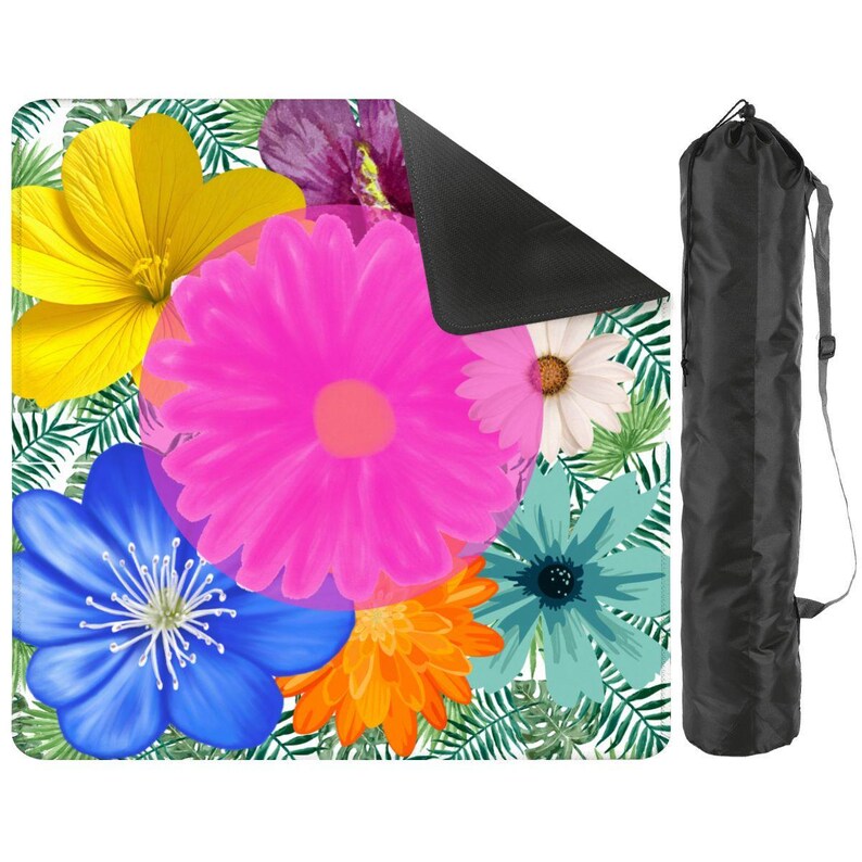 Bright Tropical Flowers Mahjong Table Mat, Custom Game Night Accessory, Mahjongg Mat with Storage Bag, Custom Tile Game Gift for Players image 2