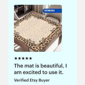 Leopard Print Mahjong Table Mat, Custom Game Night Accessory, Mahjongg Mat with Storage Bag, Custom Tile Game Gift for Players or Hosts imagem 9