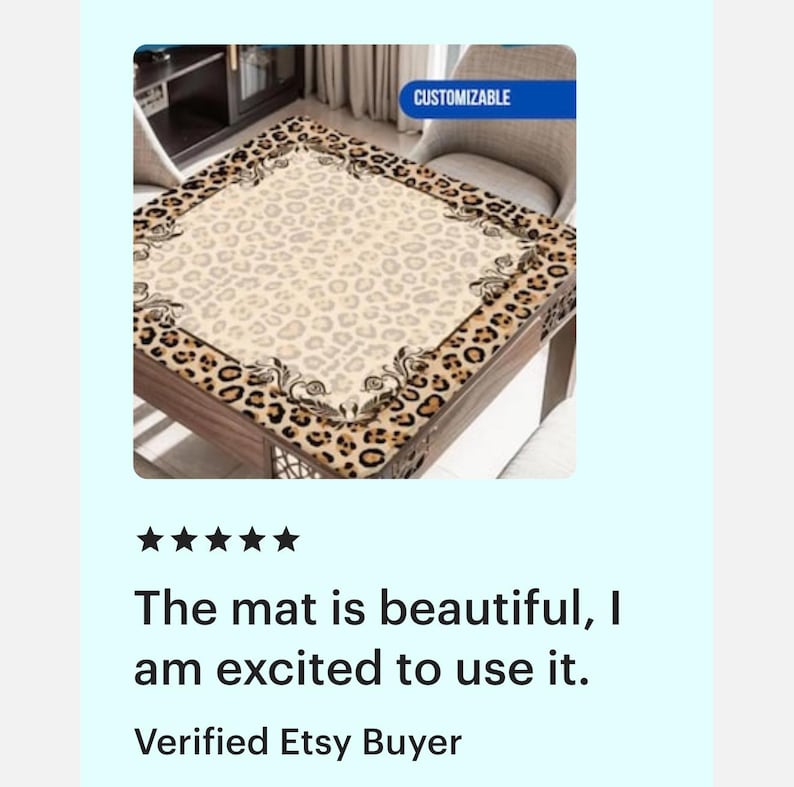 Leopard Print Mahjong Table Mat, Custom Game Night Accessory, Mahjongg Mat with Storage Bag, Custom Tile Game Gift for Players or Hosts imagem 9