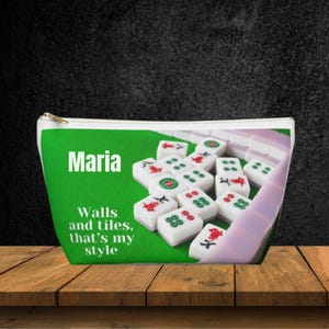 Mahjongg Coin Pouch Personalized, Tile and Dice Game Pouches, Game Player Gift