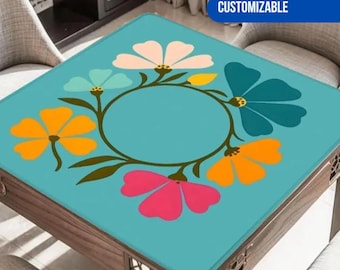 Boho Flower Crown Mahjong Mat, Custom Name Tile Game Table Pad, Mah Jongg Players or Host Gift Idea, Tournament Prizes, Bulk Orders Welcome
