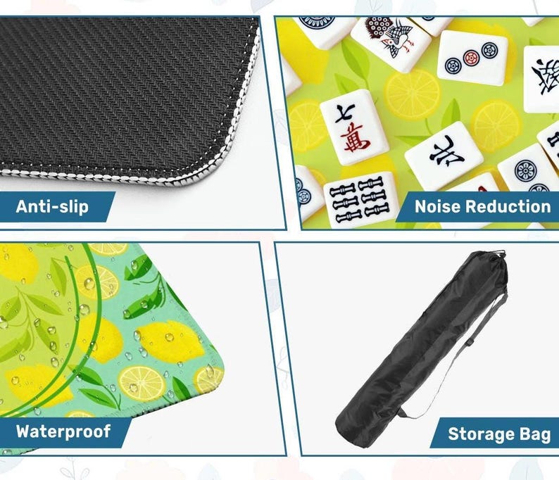 Tapis de mahjong citrons sur vert menthe image 7