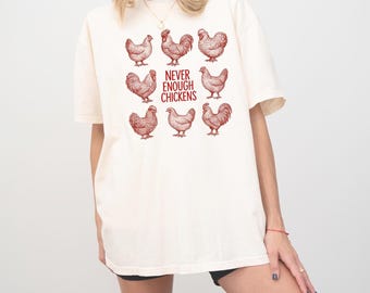 Camiseta con colores cómodos para amantes de las gallinas, estilo vintage, estilo granja, divertida para criadores de gallinas de traspatio, un regalo divertido para padres de gallos.