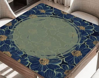 Navy Green Gold Floral Mahjong Table Mat, Custom Game Night Accessory,  Mahjongg Mat with Storage Bag, Custom Tile Game Gift for Players